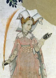Devět hodných a devět hodných žen, detail Teuty, cca 1418-30